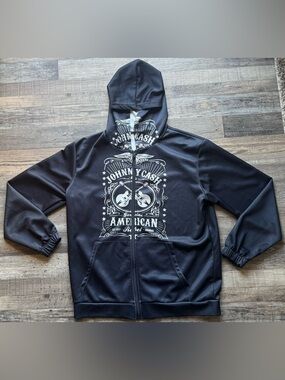 Johnny Cash Black Graphic Zip Hoodie size M medium women’s sweater zip up